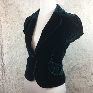BCBGMAXAZRIA Coco Crushed Velvet Jacket Green XS